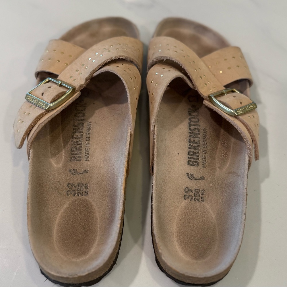 Birkenstock Tan Nubuck Sienna sandals w/ rivets
